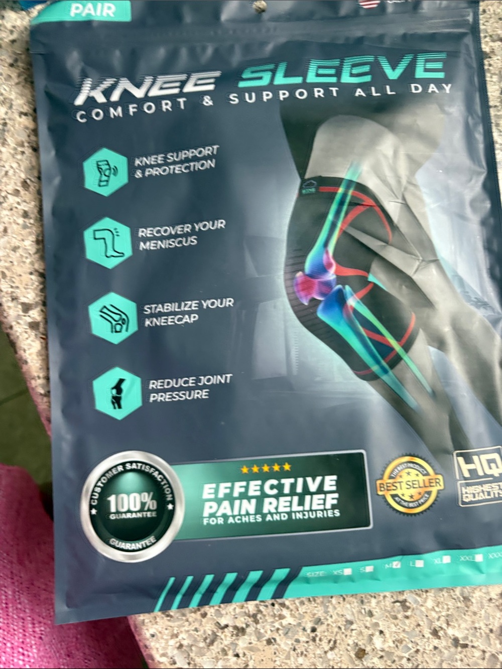 Knee Sleeve Compression Support - Black & Teal